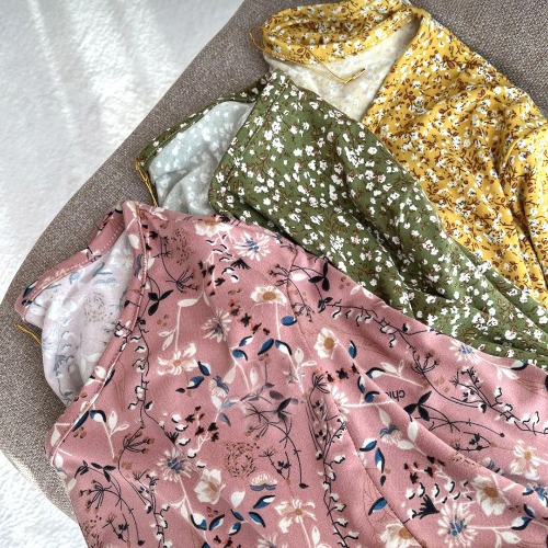 1+1 무료배송 빈즈 플라워 꽃무늬 꽃나염 피치 약한 기모 잠옷 홈웨어 원피스 실내복